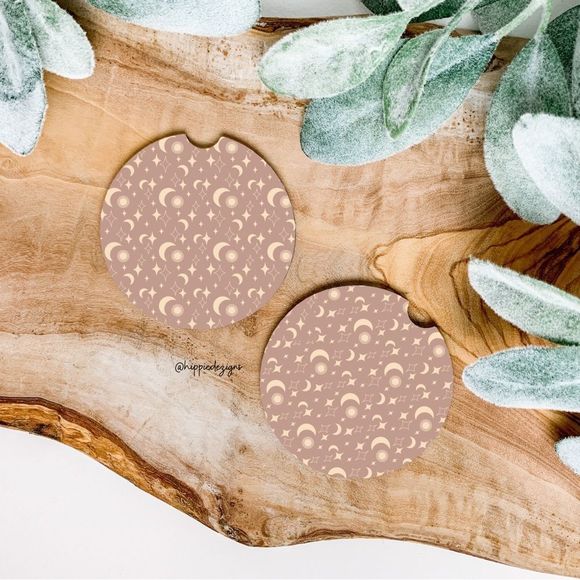 Boho Moon & Stars Car Coaster Set | Car Accessories - Picture 1 of 7